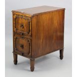 A mahogany dwarf two-drawer filing cabinet on short square tapered legs, 16¾” wide x 31¾” high x