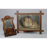 A Pear’s coloured advertising print depicting two lions, 19” x 27½”, in a glazed frame; & a