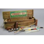 A vintage Jaques of London croquet set in a deal case, & with 2 cased boules sets.