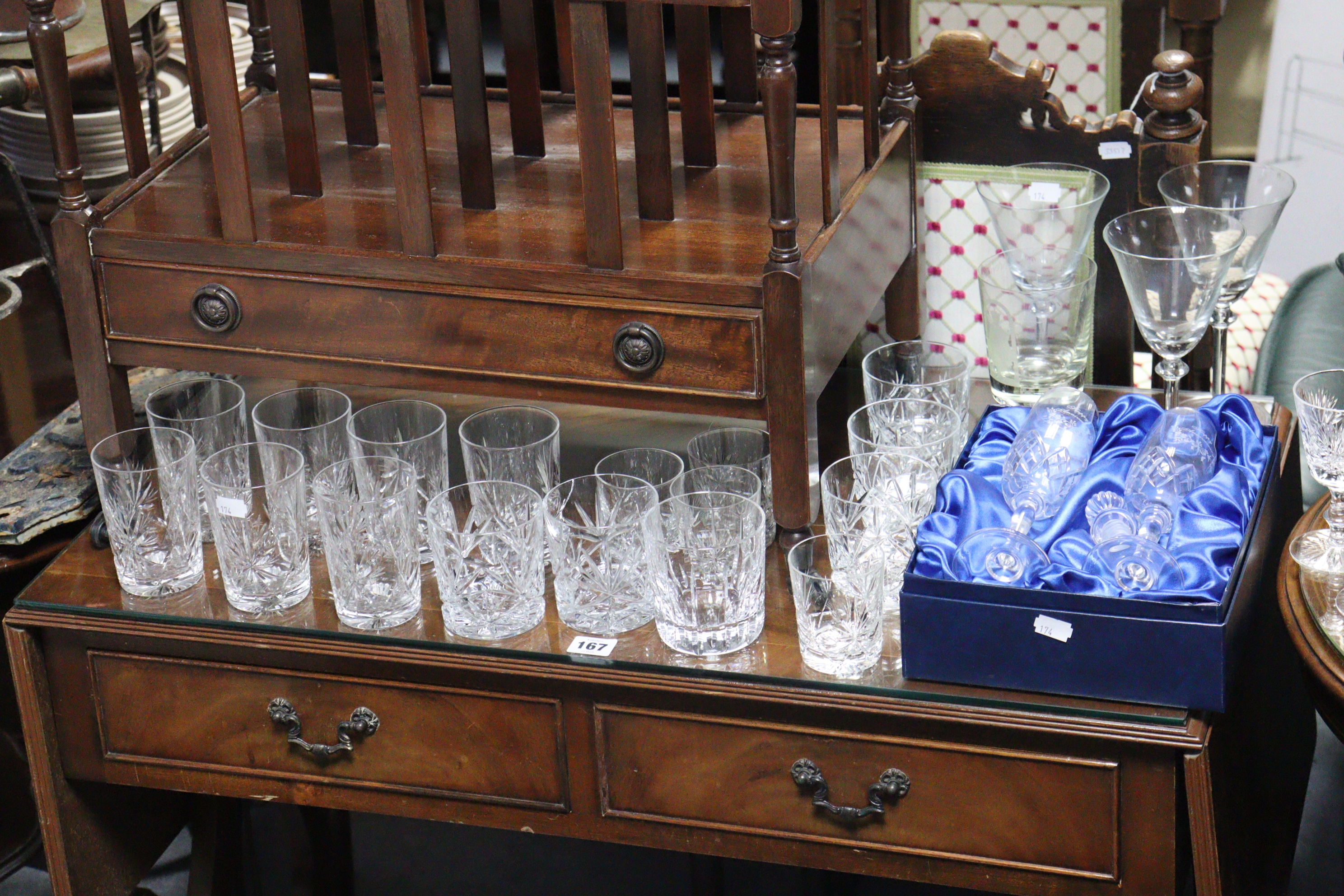 Two heavy cut-glass decanters; & various other items of glassware. - Image 2 of 2