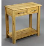 A ditto rectangular two-tier side table fitted two drawers to the upper tier, & on square