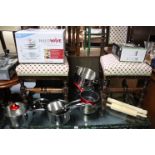 Various items of kitchenalia, a George Foreman “Fat Reducing Health Grill”; a Halowave cooker,