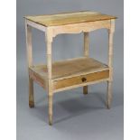 A 19th century pine rectangular two-tier side table fitted drawer to the lower tier, & on faux-