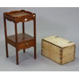 A 19th century mahogany tray-top two-tier whatnot, fitted drawer to the lower tier, & on square