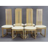 A set of six Danish beech rail-back dining chairs after a design by Marmorhuset, with padded