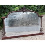 A late 19th/early 20th century carved beech-frame overmantel mirror (slight faults), 40¾” x 60”.