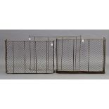 Two vintage brass-rail nursery fire guards each with a mesh-front, 42¼” & 42” wide; & a nursery fire