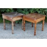 A similar pair of square occasional tables, 21” wide x 22” high.