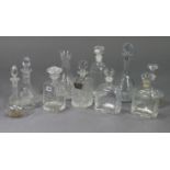 A pair of Dartington glass decanters, a Thomas Webb cut-glass decanter, six various other glass