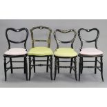 Four various late 19th century ebonised occasional chairs.