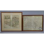 A vintage hand-coloured map by Robert Morden “Somersetshire”, 14½” x 16¾”; together with another