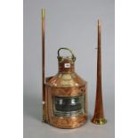 An early 20th century copper PORT ship’s lantern bears plaque “WM HARVIE 220 BROOMIELAW GLASGOW