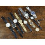 A Savoy ladies’ fob watch in a yellow metal case; & ten various wristwatches