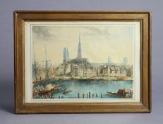 A vintage hand coloured French lithograph after a painting by C. B. R., titled to reverse “