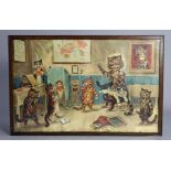 A coloured print after Louis Wain titled “The Naughty Puss”, 17¾” x 27¾”, in a glazed frame.