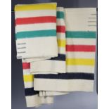 Four Early's Witney Point wool blankets, 65" x 80".