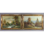 Two large oil paintings on canvas – river landscapes, one signed “Cole”, the other signed “G.