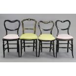 Four various late 19th century ebonised occasional chairs.