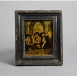 A vintage reverse painting on glass titled “The CHURCH CHORISTERS”, 5½” X 4½”, in a glazed frame.