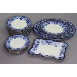 A Doulton Burslem blue & white “Nankin” twenty-piece part dinner service.