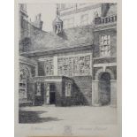 W. A. Donald (20th century). Black & white etching of Mercer’s School, London; Artist’s Proof