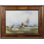 WILLIAM JAMES CALLCOTT (fl. 1843-1896). Sailing vessels in stormy seas. Signed “W. J. Callcott”