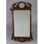 A Victorian mahogany fret-carved wall mirror in the mid-18th century style, inset bevelled mirror