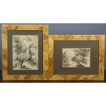 Manner of THOMAS BARKER of Bath (1769-1847). Two sepia watercolour studies of trees; 12½” x 9” &