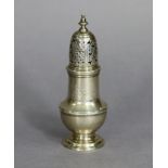 A George II silver baluster sugar castor, 4¾” high, London 1751 by Samuel Wood (2.7oz).