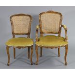 A MEUBLES FRANCAIS Ltd fauteuil in the 19th century style with cane back, padded seat & arms