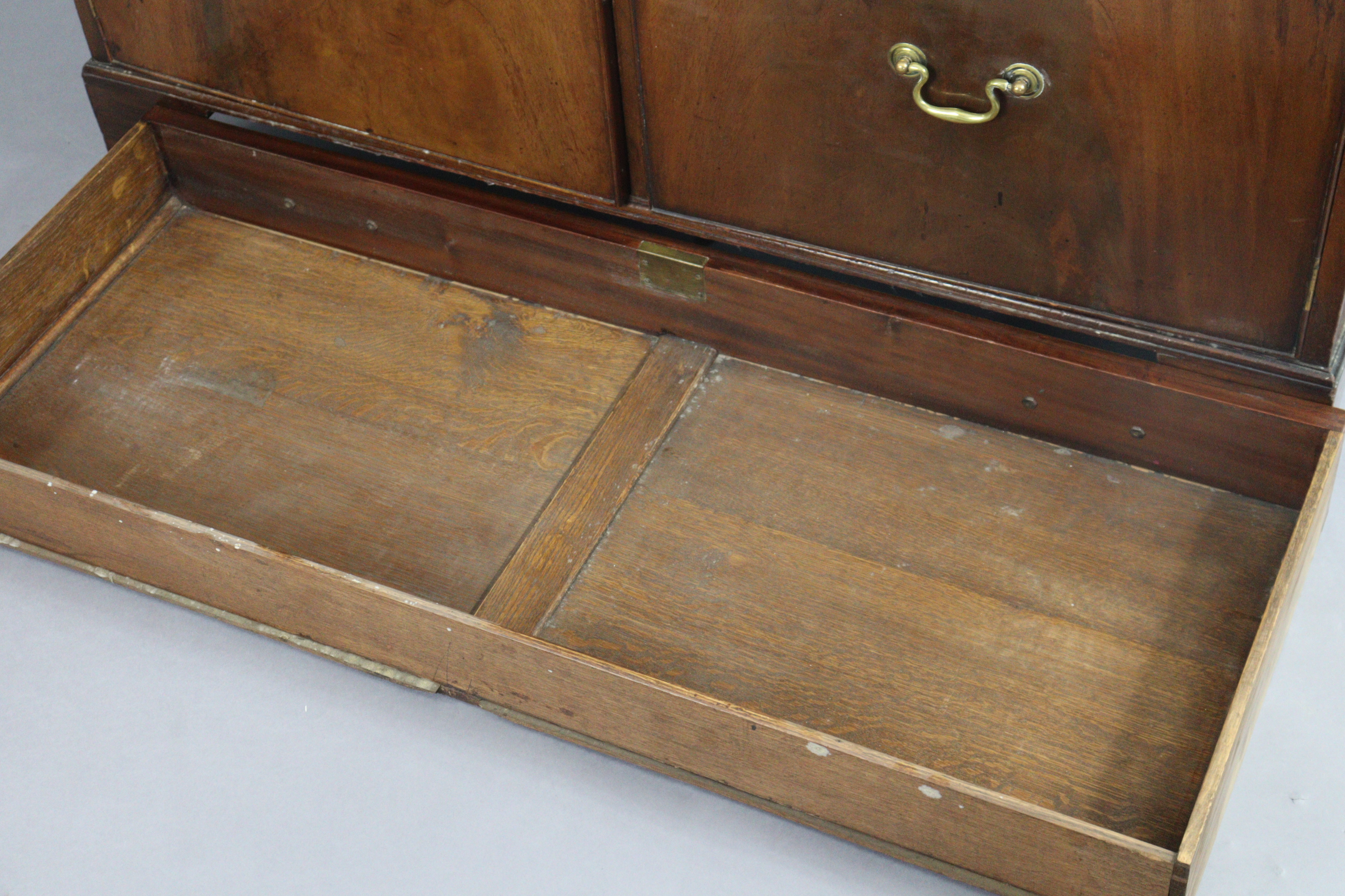 A 19th century mahogany chest, with moulded edge to the plain rectangular top, fitted with an - Image 3 of 6