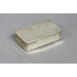 A George V silver rectangular snuff box with hinged lid & concave sides, gilt interior, 3¼” wide,