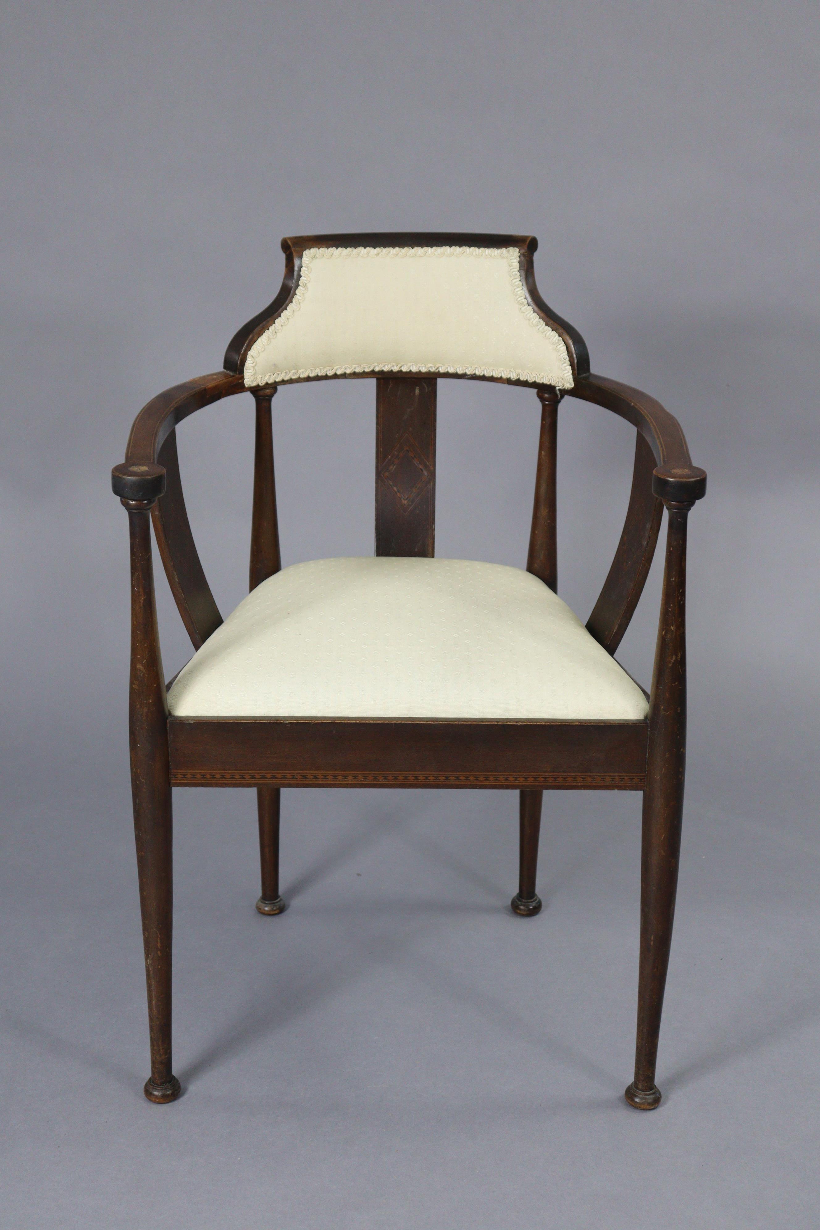 An early-mid 20th century square occasional table with painted floral decoration, on slender - Image 4 of 5