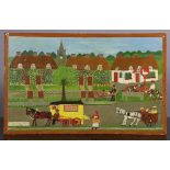 ENGLISH SCHOOL, 20th century. A naïve oil painting on board, inscribed “Typical Rural West