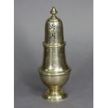 A George V silver baluster sugar castor in the mid-Georgian style, 7¾” high, London 1917, by