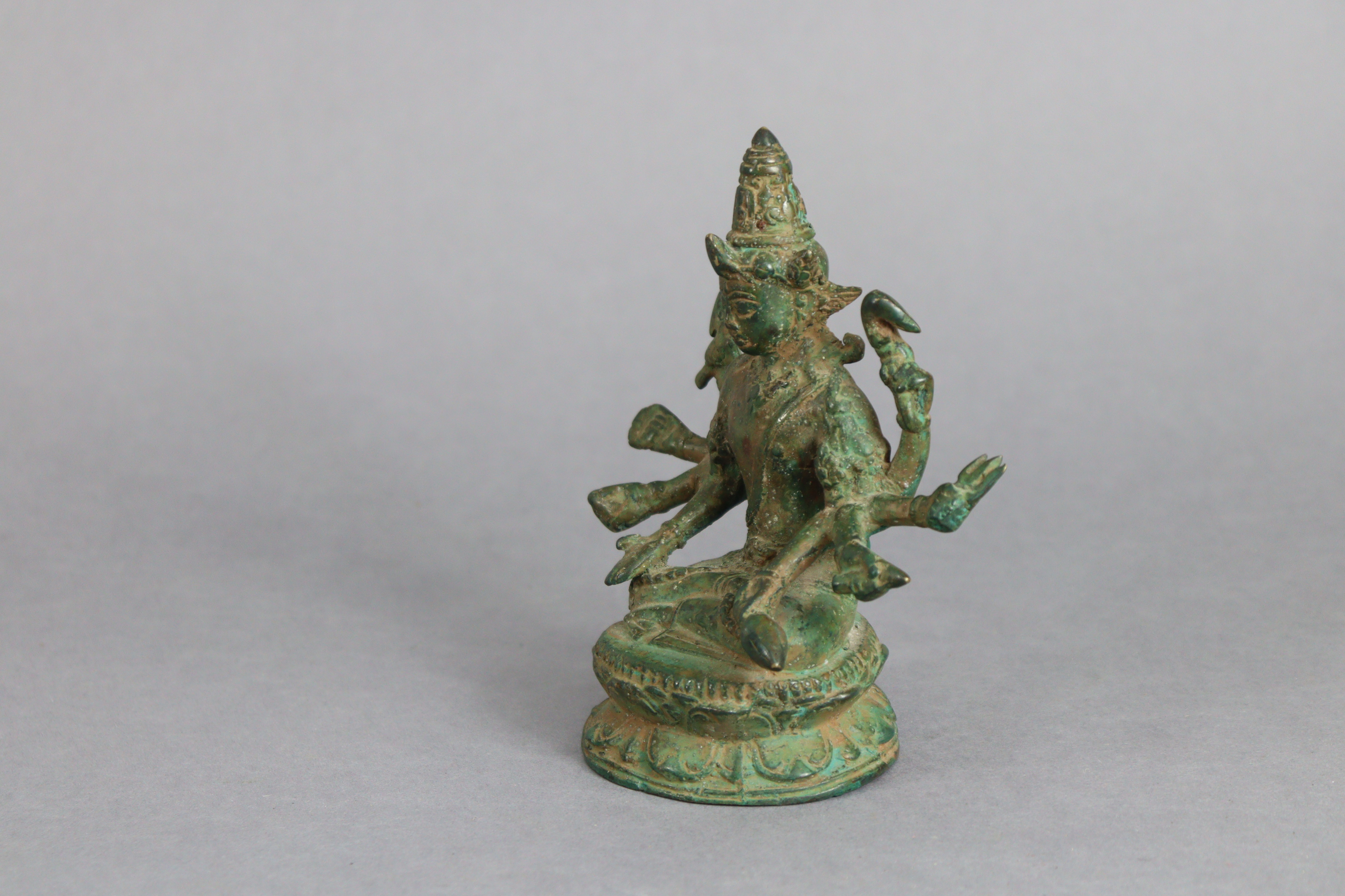 A Sino-Tibetan bronze model of Usnisa Vijaya, seated on double-lotus base, 6” high. - Image 3 of 5