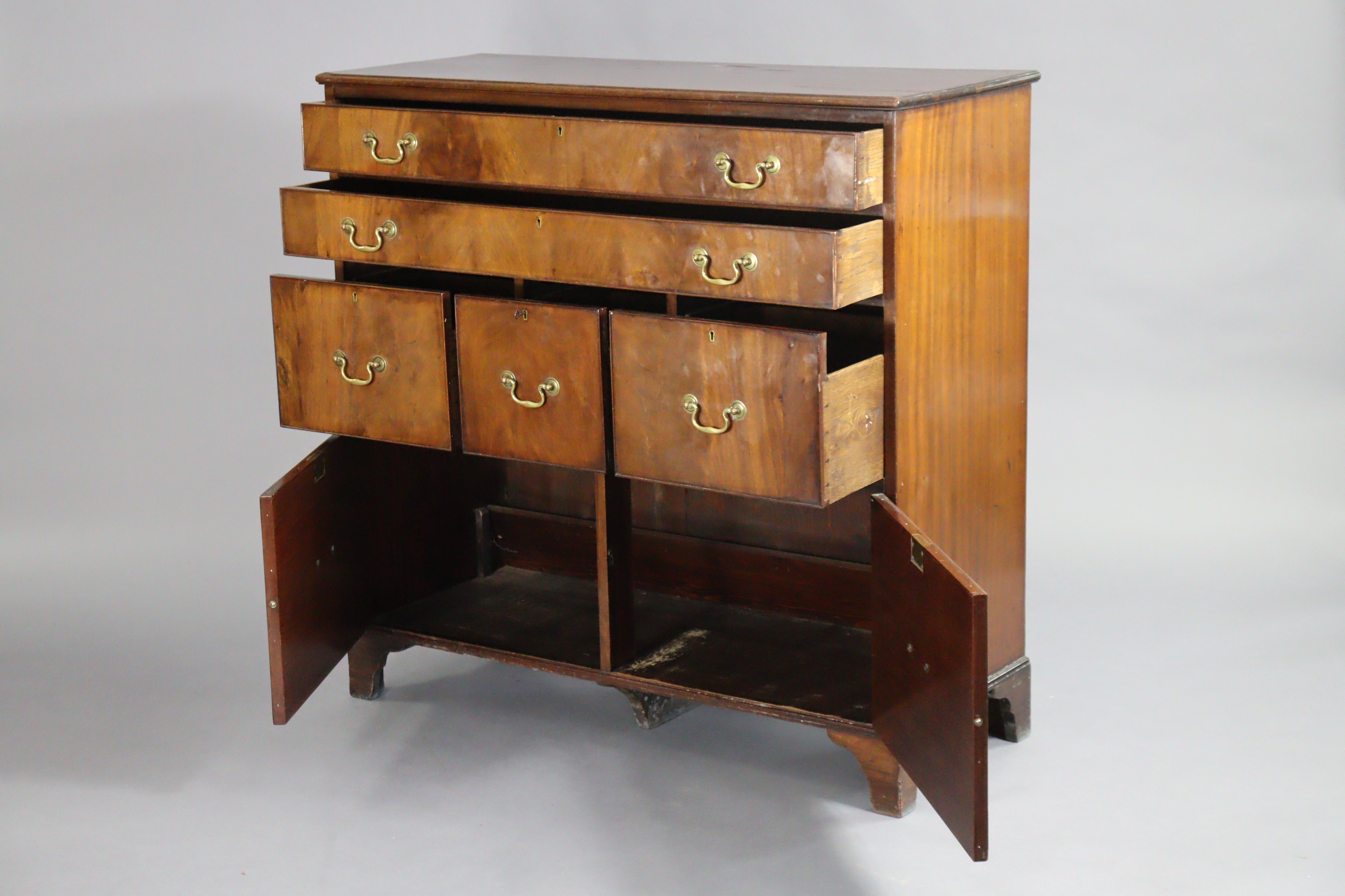 A 19th century mahogany chest, with moulded edge to the plain rectangular top, fitted with an - Image 2 of 6
