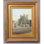 ENGLISH SCHOOL, 19th century. A view of Rochester Castle. Oil on canvas: 16” x 12”, in giltwood &