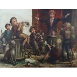 BARRY LEIGHTON-JONES (b. 1932). A band of child street musicians. Signed “Leighton-Jones” lower