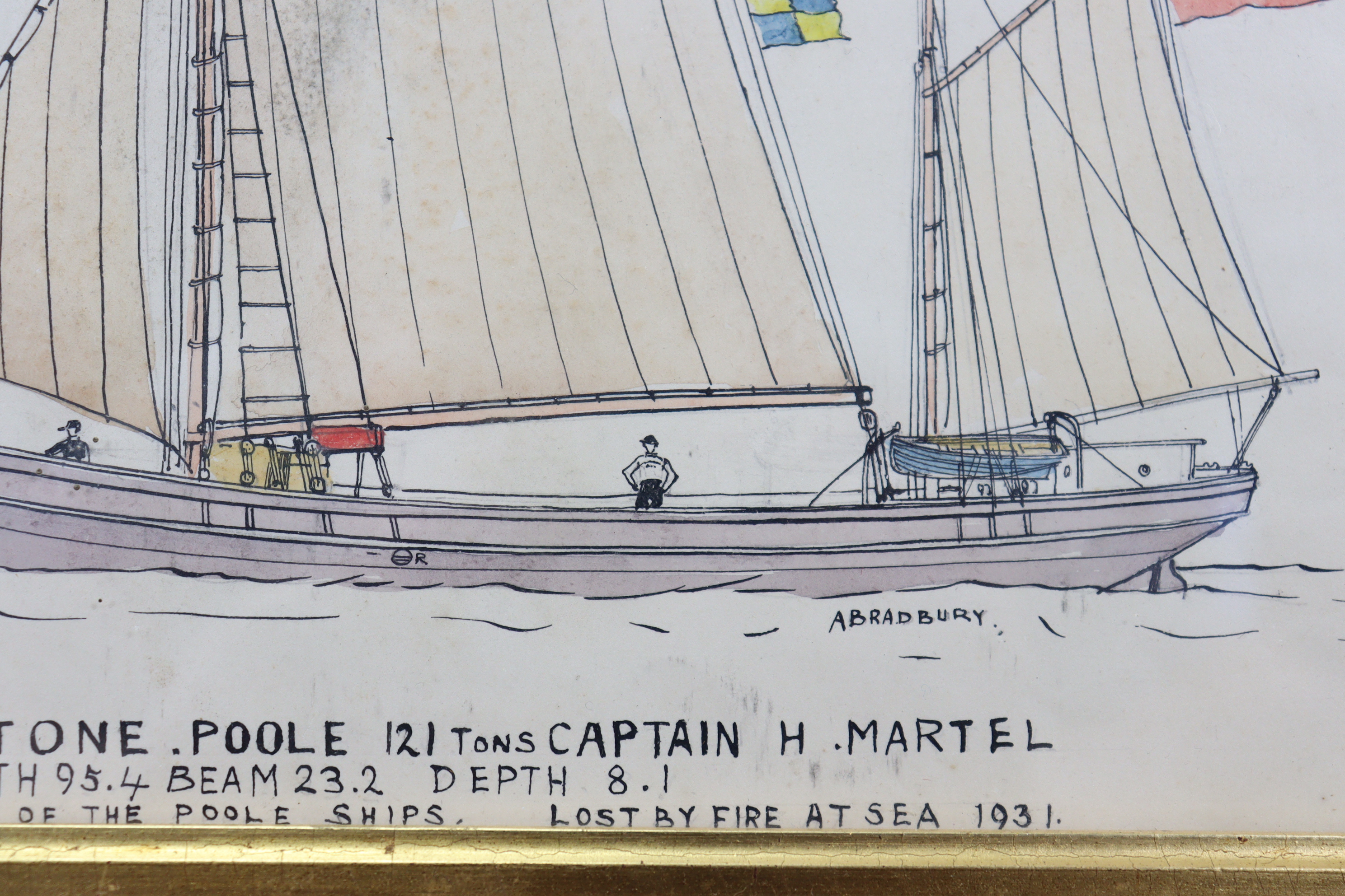 ARTHUR ROYCE BRADBURY (1892-1977). “Durlstone, Poole, 121 Tons, Captain H. Martel… Last of The Poole - Image 3 of 3