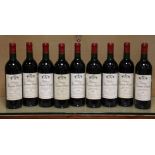 Nine bottles of 1990 Chateau Fourcas Dupre Listrac-Medoc vintage red wine, 750ml.