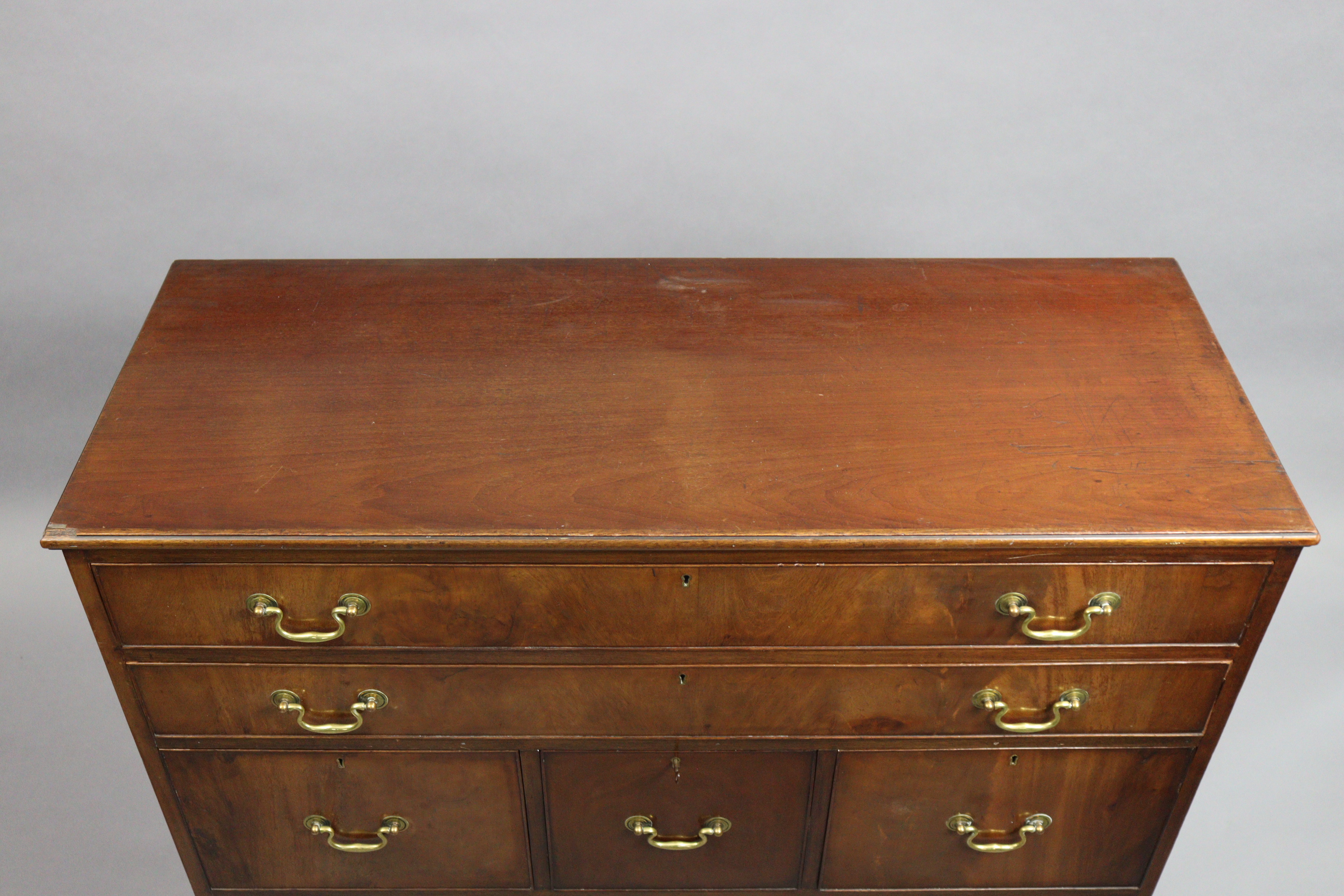 A 19th century mahogany chest, with moulded edge to the plain rectangular top, fitted with an - Image 5 of 6
