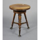 A late 19th/early 20th century turned wooden stool manufactured by H. Holtzman & Sons of Columbus,
