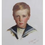 JAMES HAYLLAR R.B.A. (1829-1920). Portrait of a young boy in sailor’s outfit, bust-length,