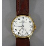 An 18K Longines ladies’ wristwatch circa 1920’s, the circular white enamel dial inscribed “Longines,