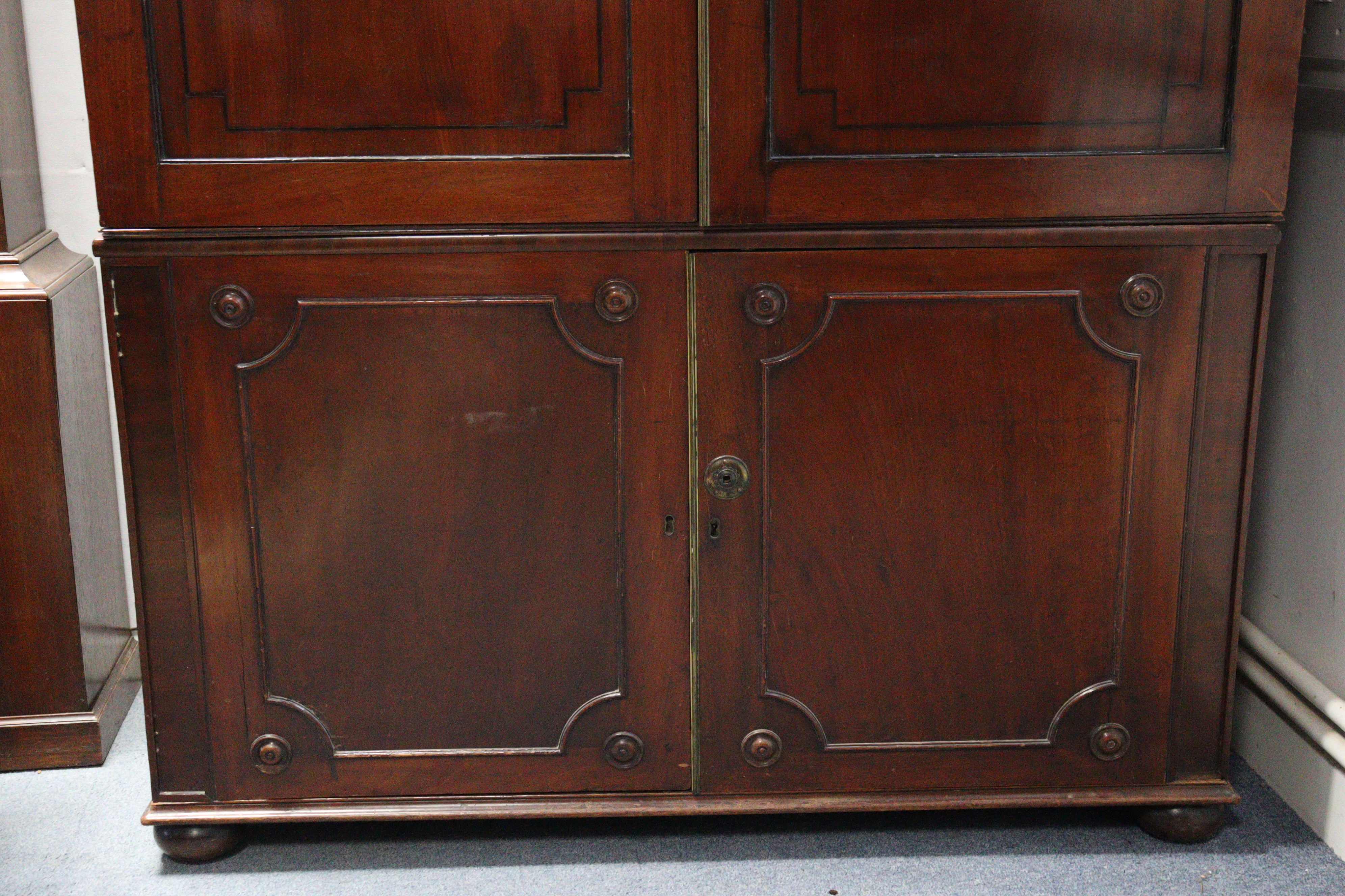 A 19th century inlaid mahogany wardrobe with a hanging compartment enclosed by pair of panel - Image 2 of 7