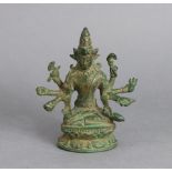 A Sino-Tibetan bronze model of Usnisa Vijaya, seated on double-lotus base, 6” high.