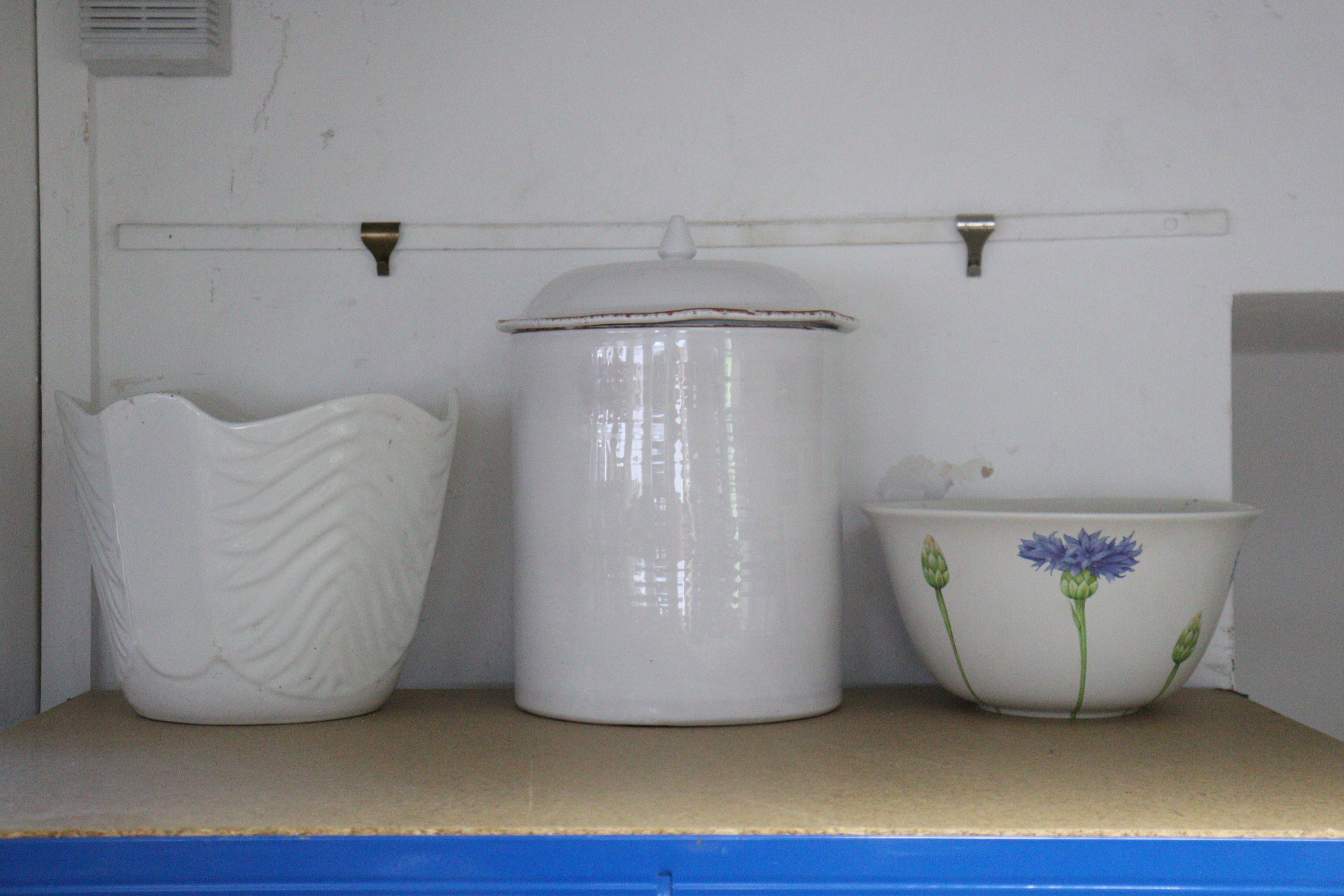 A floral decorated toilet jug; a similar jardiniere; five glass fruit bowls; & sundry other items, - Image 2 of 2