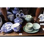 Various items of decorative china, pottery, & glassware.