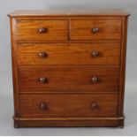 A Victorian mahogany chest fitted two short & three long graduated drawers with turned knob handles,